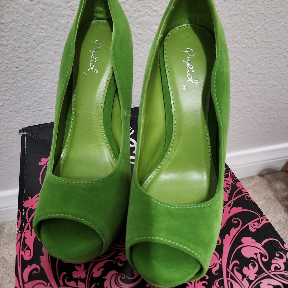 Green Peep Toe Heels
